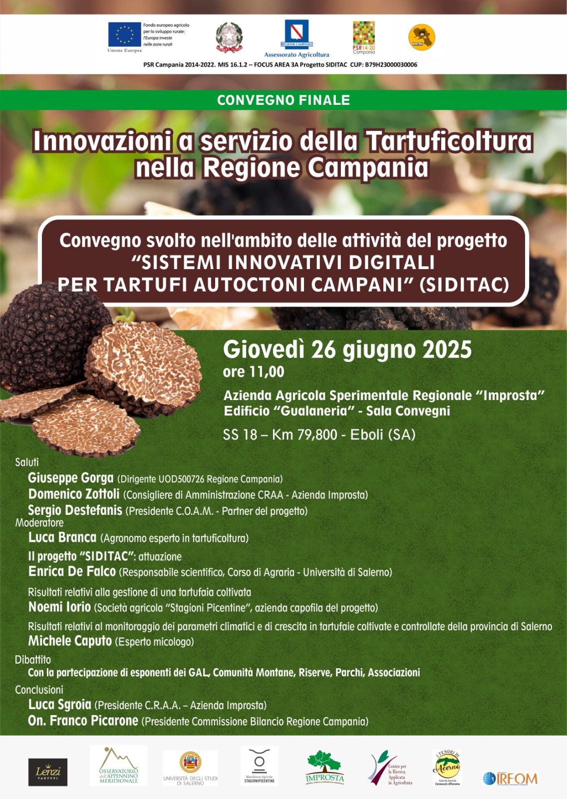 Innovazioni a servizio della Tartuficoltura nella Regione Campania - Convegno svolto nell'ambito delle attività del Progetto Sistemi Innovativi Digitali per Tartufi Autoctoni Campani (SIDITAC)